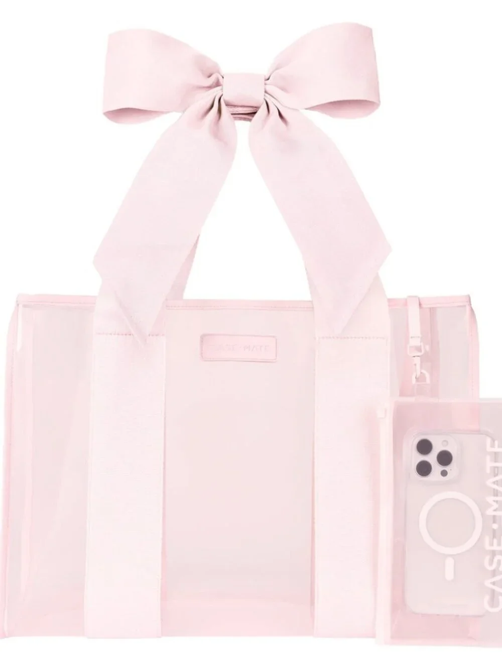 Case-Mate Ballet Pink Bow Crinkle Makeup Bag Waterproof Pouch NWT